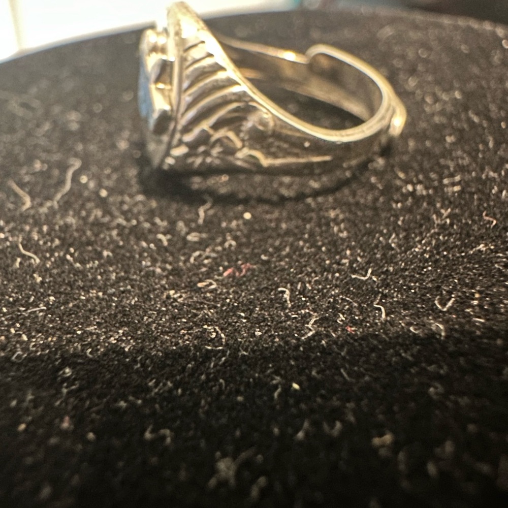Sterling Silver Blue Enamel Bird Signet Ring Vintage 7g  reminiscent of CampFire - Picture 9 of 13